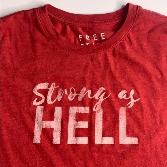 Free State Strong As Hell Graphic Short sleeve T-shirt red tee large - Picture 6 of 6
